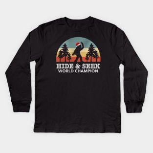 Retro Bigfoot hide and seek world champion Kids Long Sleeve T-Shirt